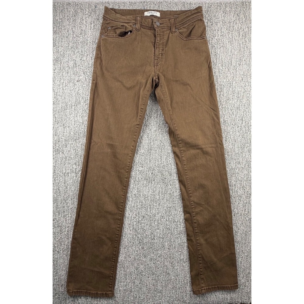 Fidelity Denim Jimmy Jeans Mens 31 Brown Slim Straight Taupe M9453-JIMMY